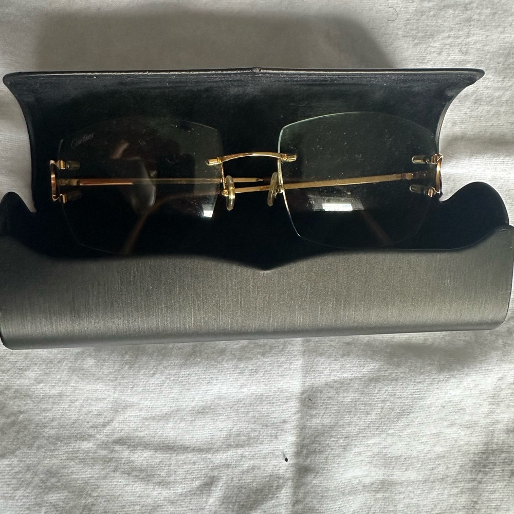 Cartier Gold Frame Sunglasses with Green Lenses - Picture 2 of 11